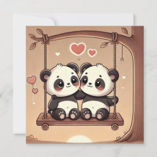 Carte d'amour de Panda Balançant