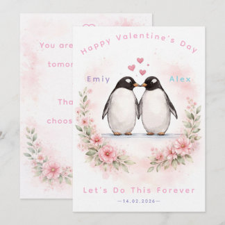 Carte d'amour de pingouin – Amour mignon et Saint-