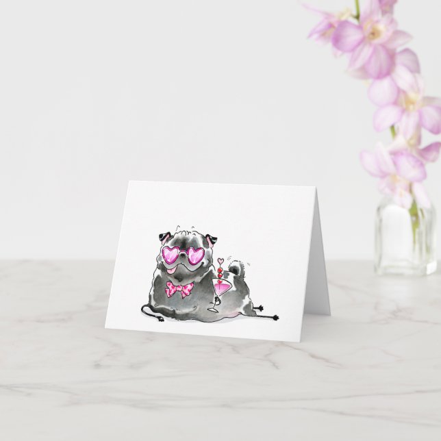 carte d'amour de pug noir The Spirit of Romance (Orchidée)