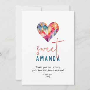 Carte d'amour douce personnalisée avec coeur
