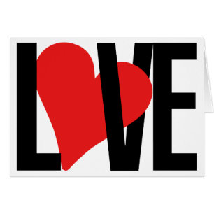 Carte d'amour et de coeur (rouge)