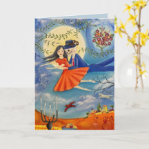 Carte d'amour éternel squelette et femme d'art fan