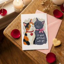 Carte d'amour pour couple avec un chat mignon à ne
