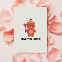 Carte d'amour pour femme Love You Honey Cadeau de 