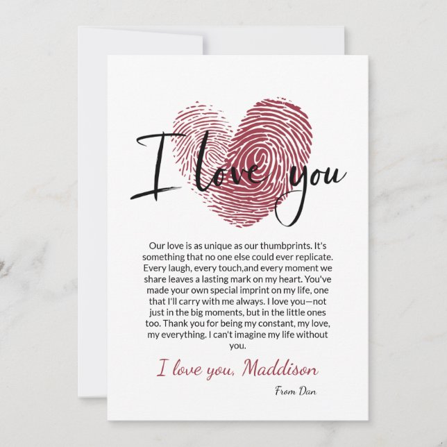 Carte d'amour romantique personnalisée avec ❤️ emp (Devant)