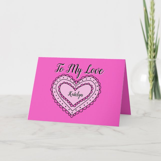 Carte d'amour rose pour la Saint Valentin, Anniver (Devant)