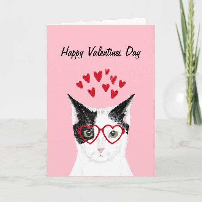 Carte d'amour Valentines Chat Noir et Blanc (Devant)