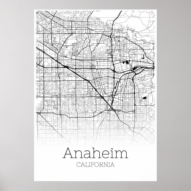 Carte d'Anaheim - Californie - Poster de carte de  (Devant)