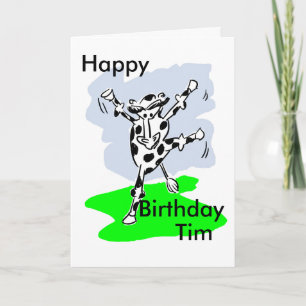 Carte Dancing cow named birthday card add message inside