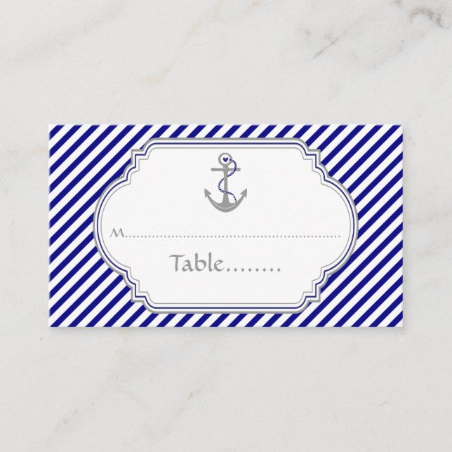 Carte d'ancrage bleu marine mariage nautique (Devant)