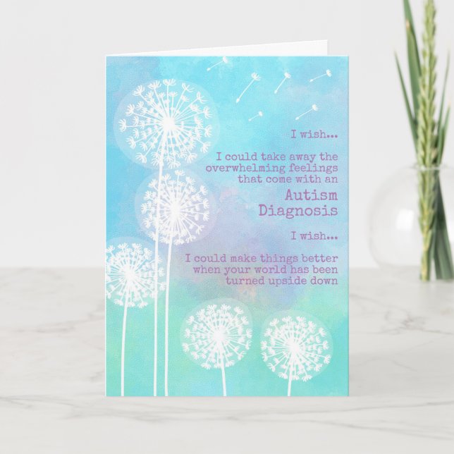 Carte Dandelion souhaite que l'autisme soutienne la symp (Devant)