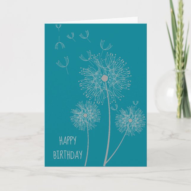 Carte Dandelion sur la couleur moderne anniversaire flor (Devant)