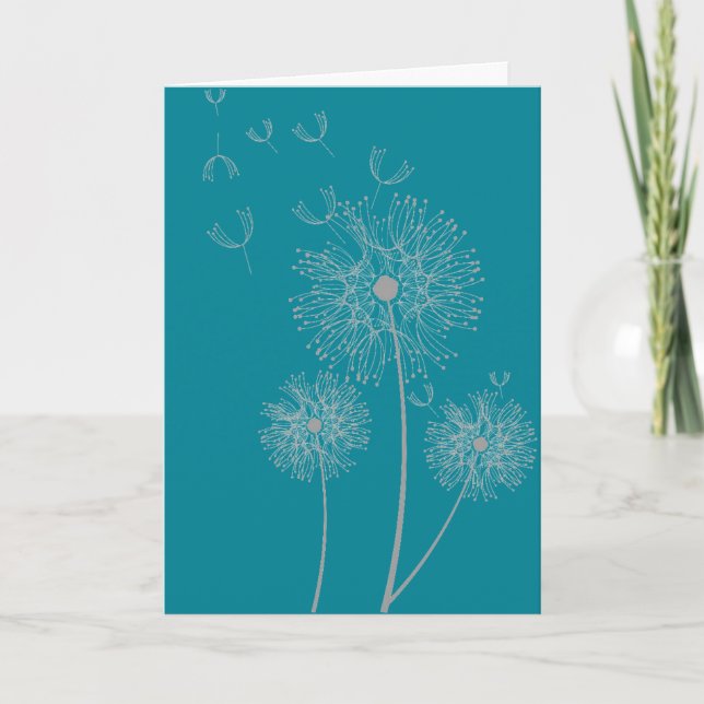Carte Dandelion sur la couleur moderne anniversaire flor (Devant)