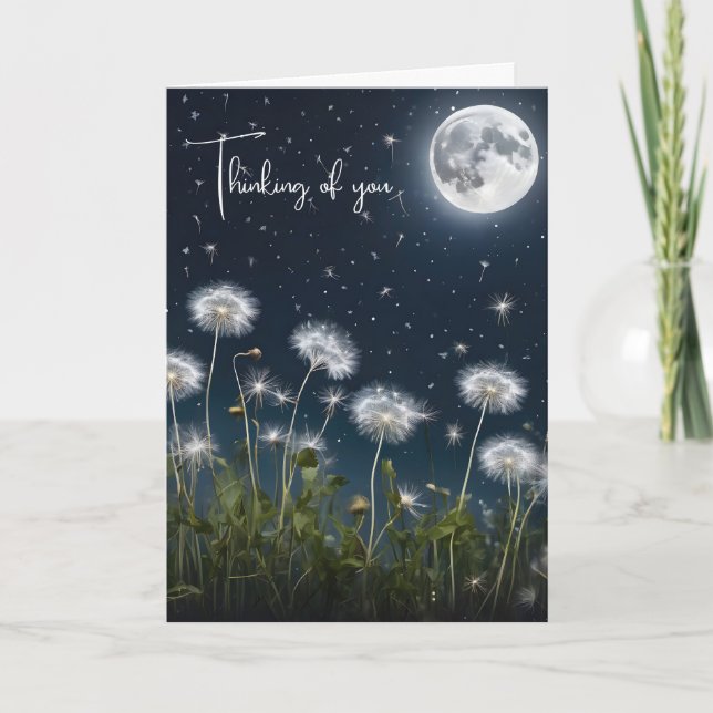 Carte Dandelions en clair de lune Penser à vous (Devant)