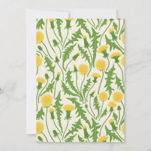 Carte Dandelions, vert, jaune et blanc