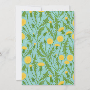 Carte Dandelions, vert, jaune et bleu