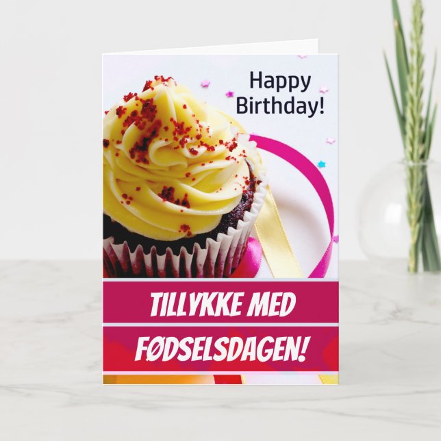 Carte Danemark Joyeux voeu d'anniversaire en Danemark An (Devant)