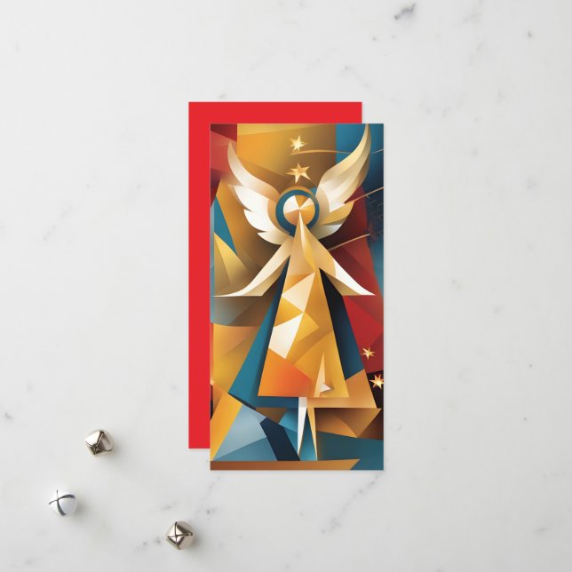 Carte d'ange abstrait pour les vacances de Noël (Devant/Arrière en situation)