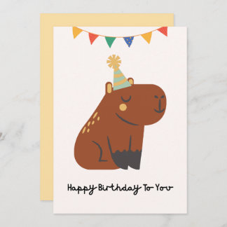 Carte d'animal mignonne d'anniversaire Capybara