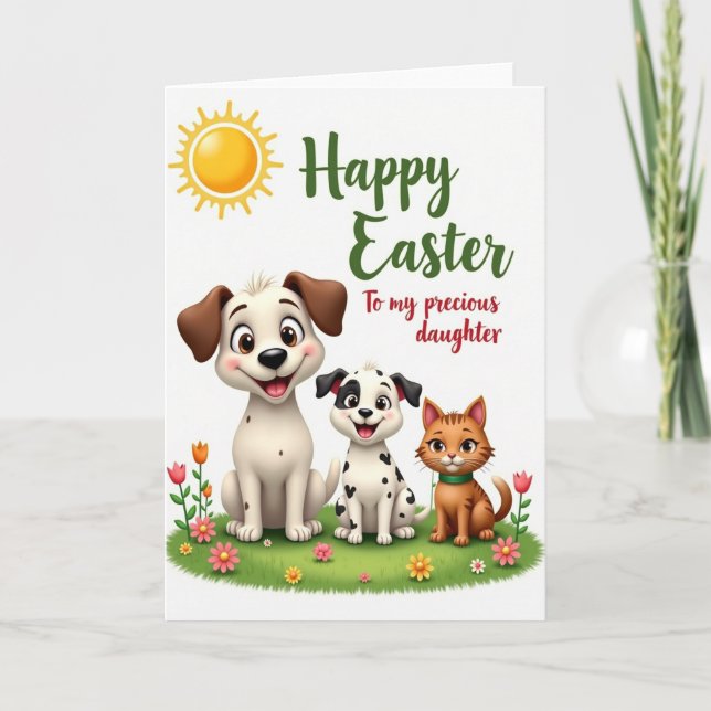 Carte d'animaux de printemps en or faux (Devant)