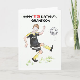 Carte d'anniversaire 11e pour un petit-fils - Foot