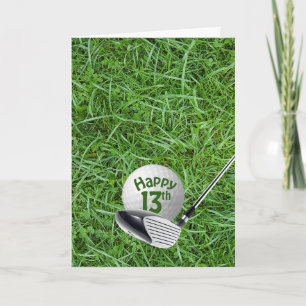 Carte d'anniversaire 13 ans avec balle de golf dan