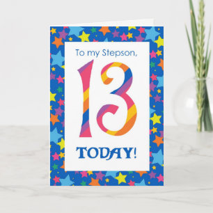 Carte d'anniversaire 13e pour Stepson, Stripes et 