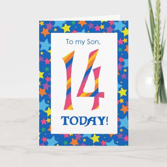 Carte d'anniversaire 14e pour Son, Stripes et Star (Devant)
