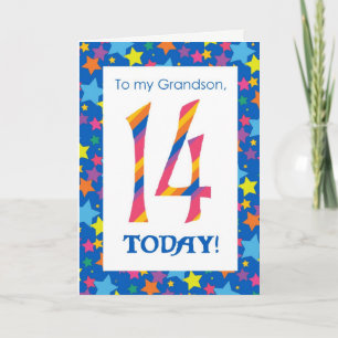 Carte d'anniversaire 14th Birthday pour Grandson, 