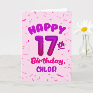Carte d'anniversaire 17 ans avec nom personnalisé