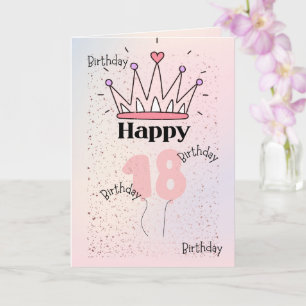 Carte d'anniversaire 18 ans « Happy 18 » Couronne
