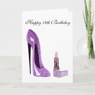 Carte d'anniversaire 18e avec Chaussure Lilac Stil