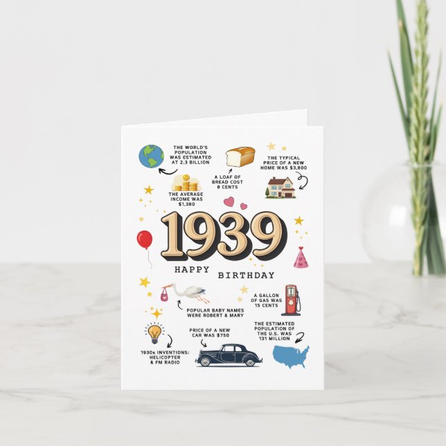 Carte d'anniversaire 1939 pour Papa ou Maman (Devant)