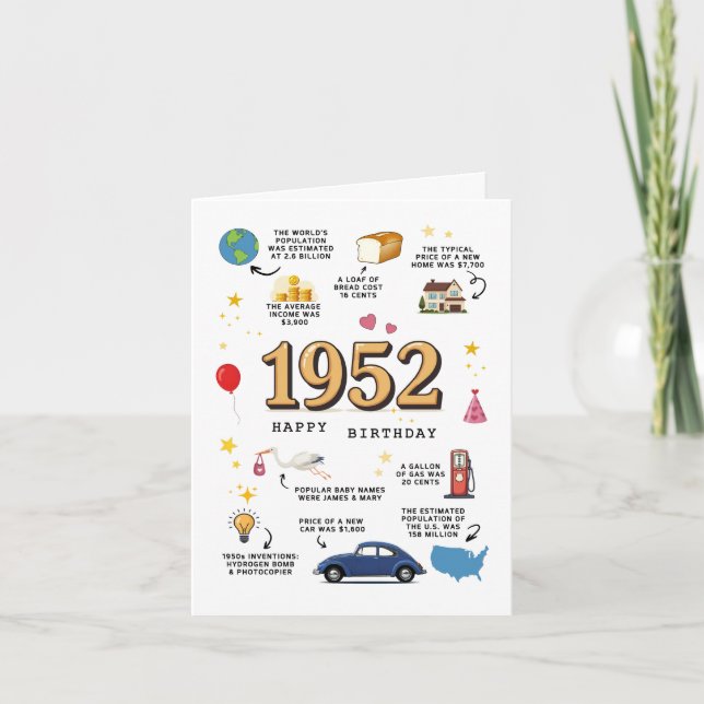 Carte d'anniversaire 1952 pour papa ou maman (Devant)