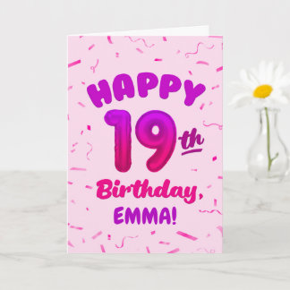 Carte d'anniversaire 19 ans avec nom personnalisé