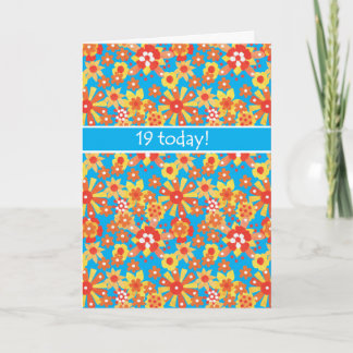 Carte d'anniversaire 19e, Ditsy Orange Flowers