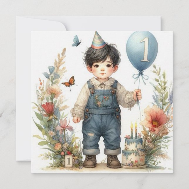 CARTE D'ANNIVERSAIRE ~ 1 An Boy ~ (Devant)
