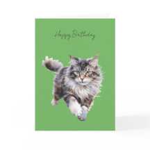 Carte d'anniversaire #1 avec chat gris et duveteux