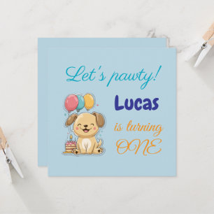 Carte d'anniversaire 1ère année, Joyeux chiot, gar