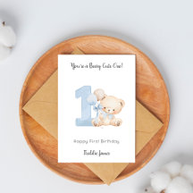 Carte d'anniversaire 1ère année ours en peluche ga