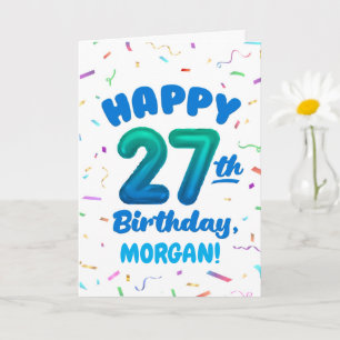 Carte d'anniversaire 27 ans avec nom personnalisé