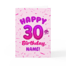 Carte d'anniversaire 30 ans avec nom personnalisé