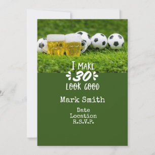 Carte d'anniversaire 30 ans de football avec ballo