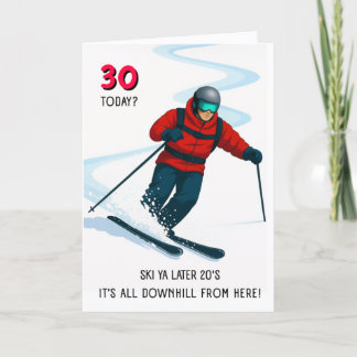 Carte d'anniversaire 30 ans thème ski