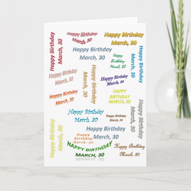 Carte d'anniversaire 30 mars (Devant)