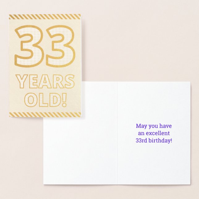 Carte d'anniversaire "33 ANS !" en relief avec feu (Affichage)