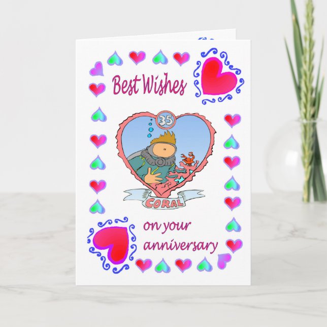 Carte d'anniversaire 35 corail (Devant)