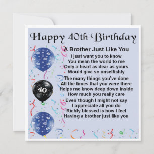 Carte d'anniversaire 40e - Frère