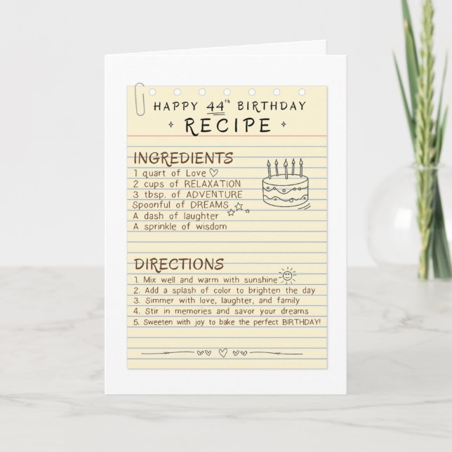 Carte d'anniversaire 44e pour les personnes qui ai (Devant)
