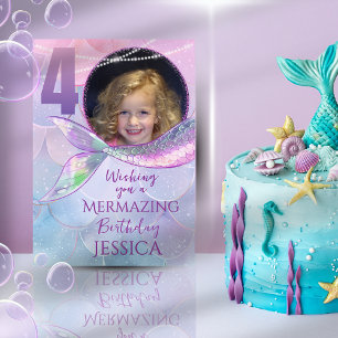 Carte d'anniversaire 4 ans photo Mermaid One